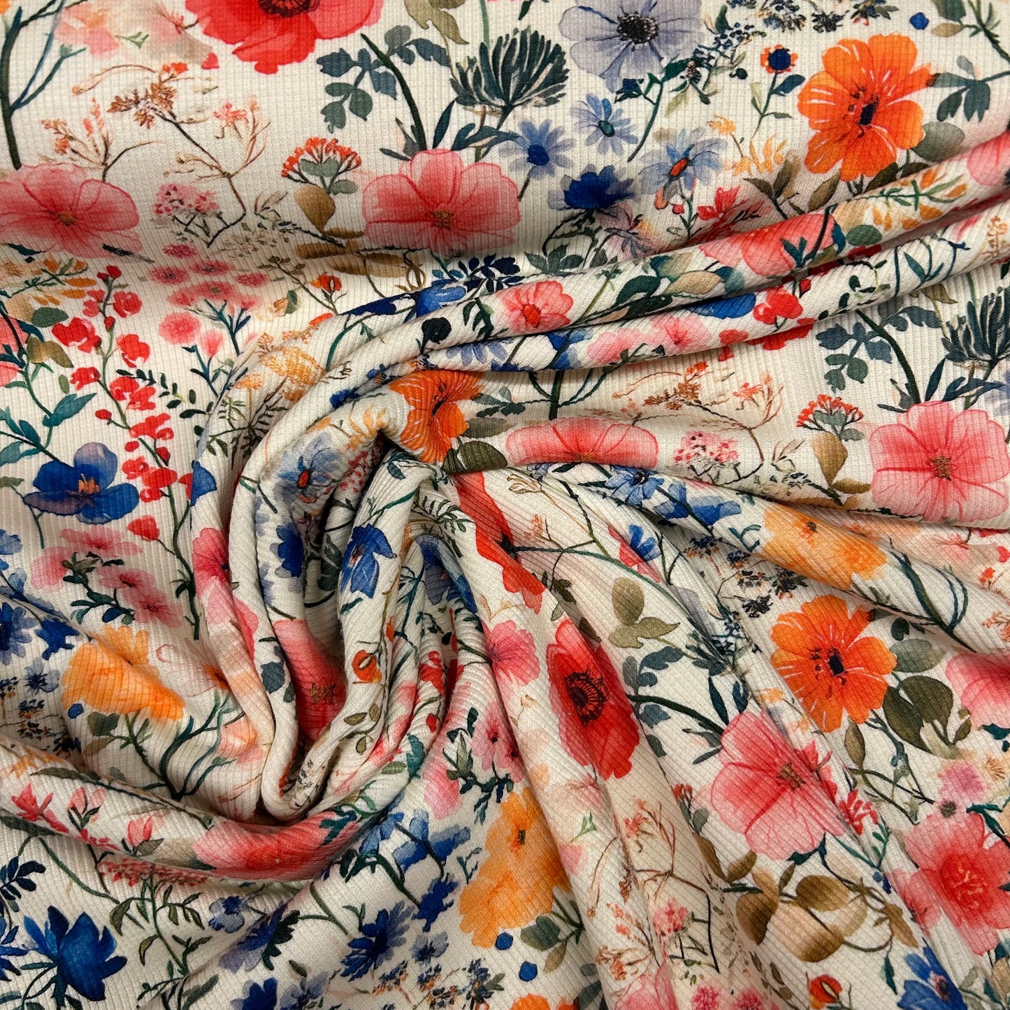 Forårsblomster - Rib Jersey
