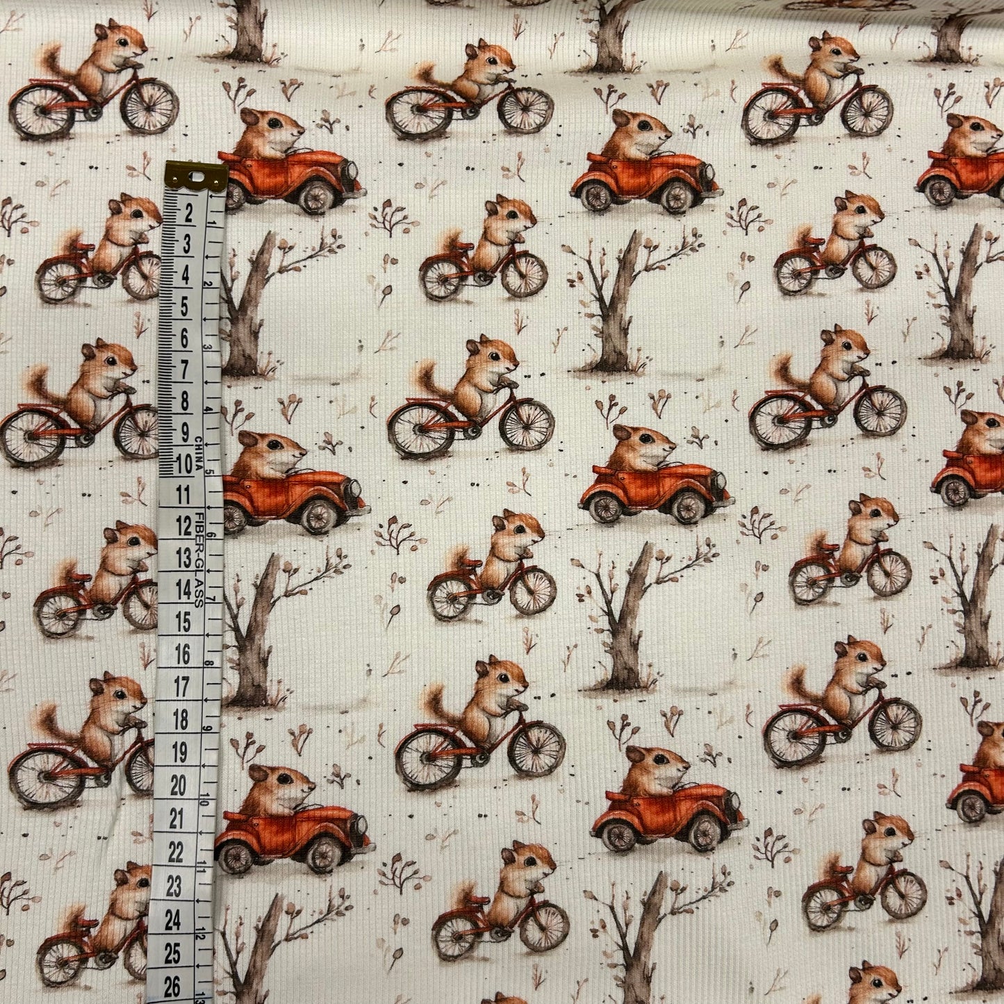 Små søde egern i bil og på cykel - Rib Jersey