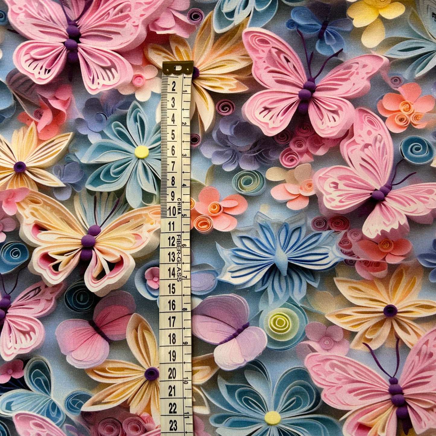 3D sommerfugle og blomster - Bomuldsjersey