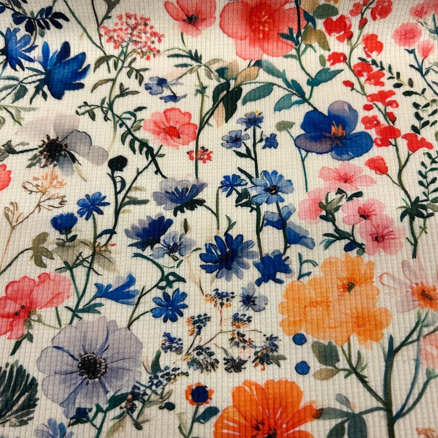 Forårsblomster - Rib Jersey