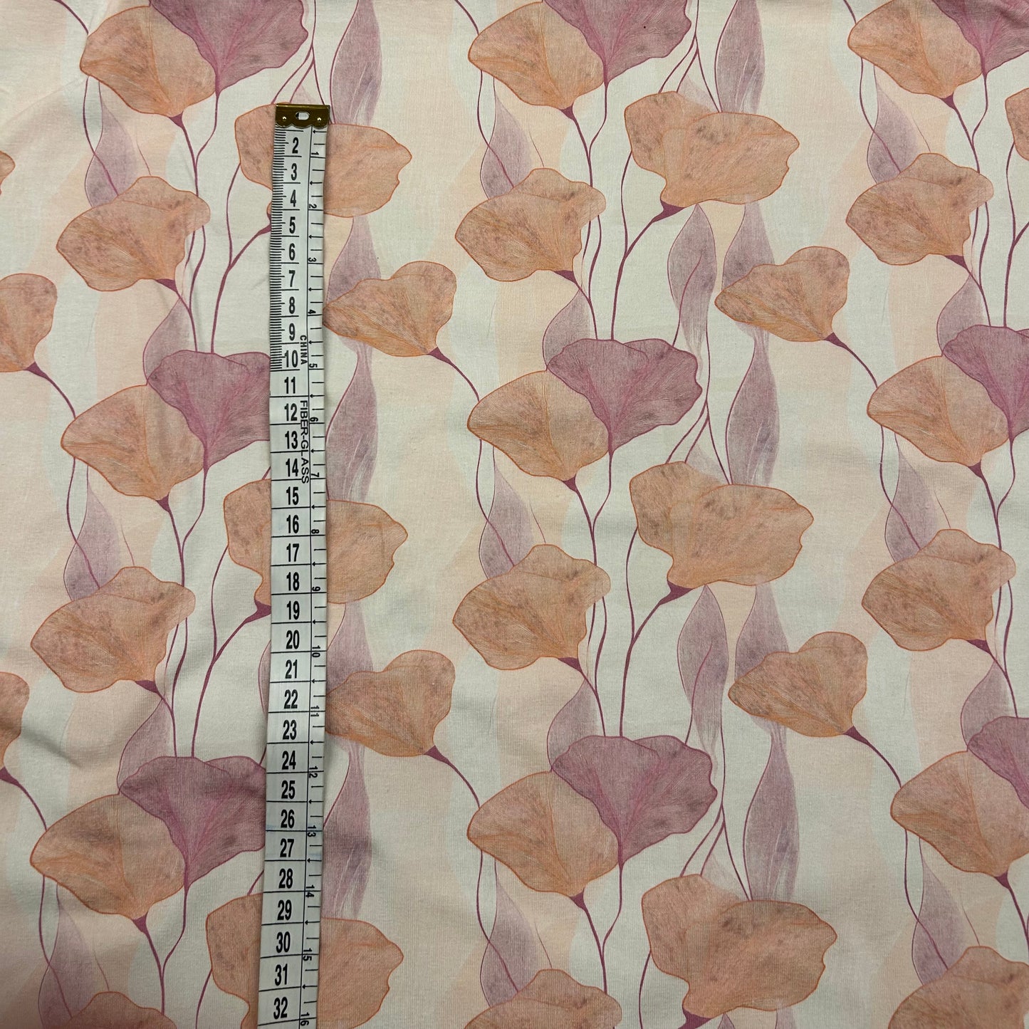 Lilla og beige blomster - Bomuldsjersey