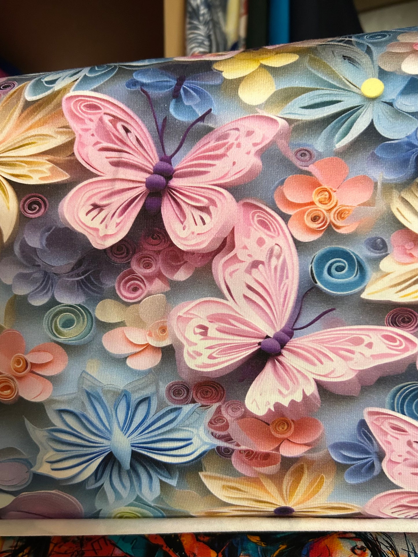 3D sommerfugle og blomster - Bomuldsjersey