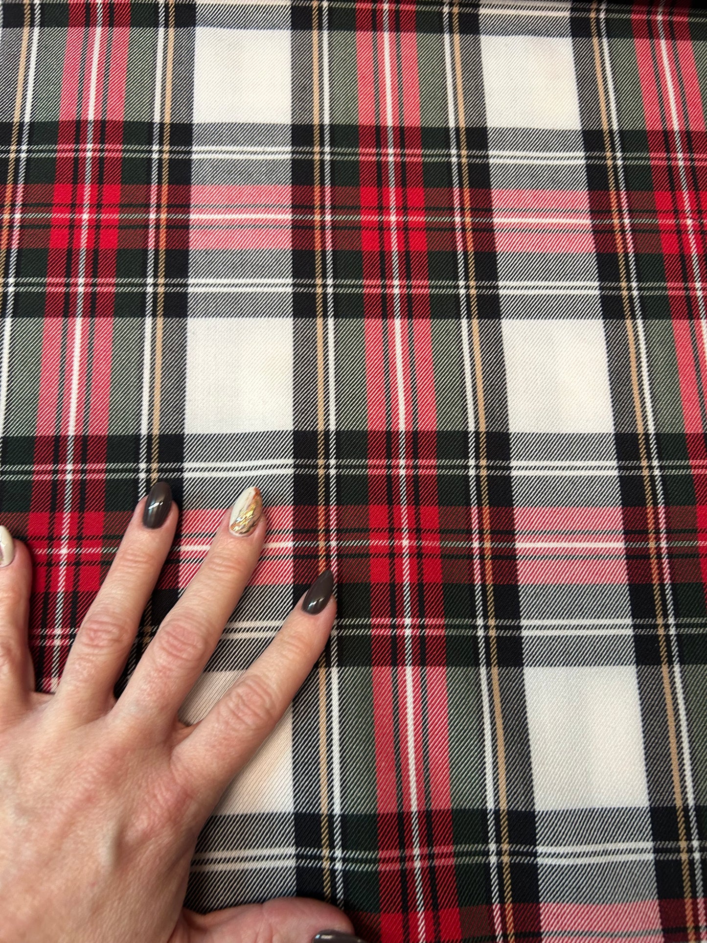 Skotskternet rødt hvid stof - Tartan Stof