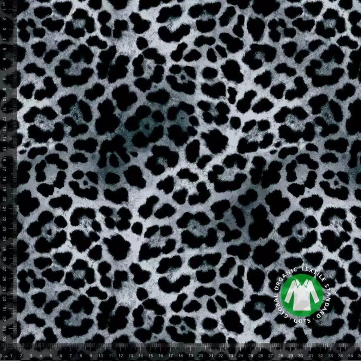 Leopard i grå - Bomuldsjersey