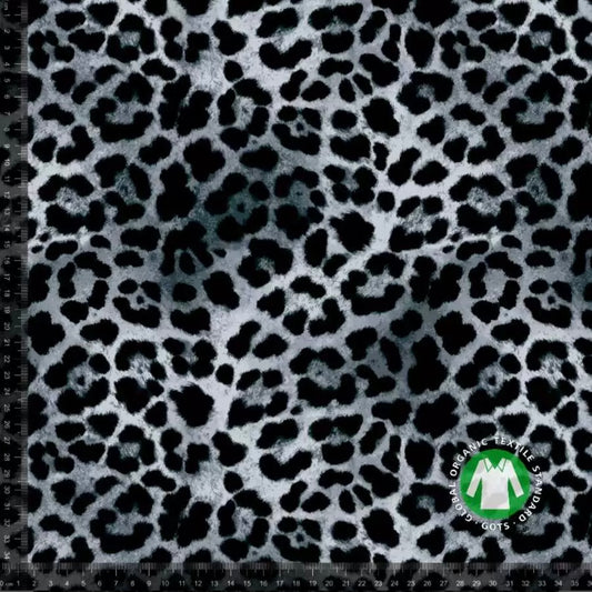 Leopard i grå - Bomuldsjersey