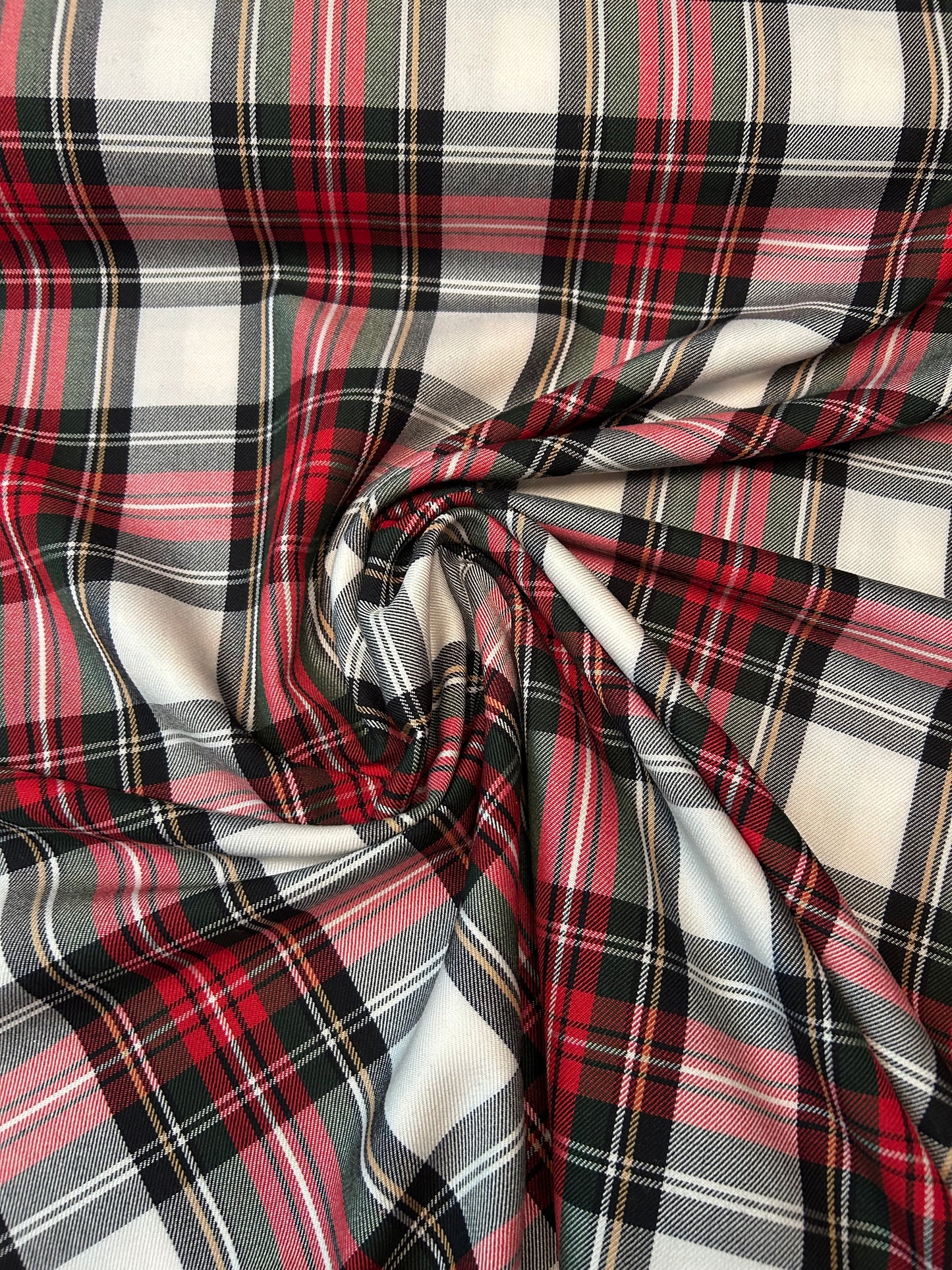 Skotskternet rødt hvid stof - Tartan Stof