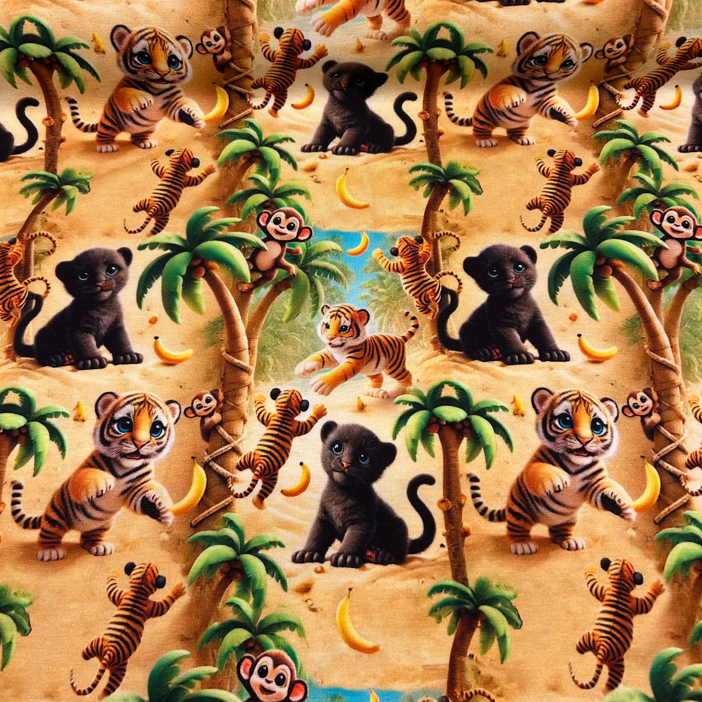 Søde jungle dyrebørn - Bomuldsjersey