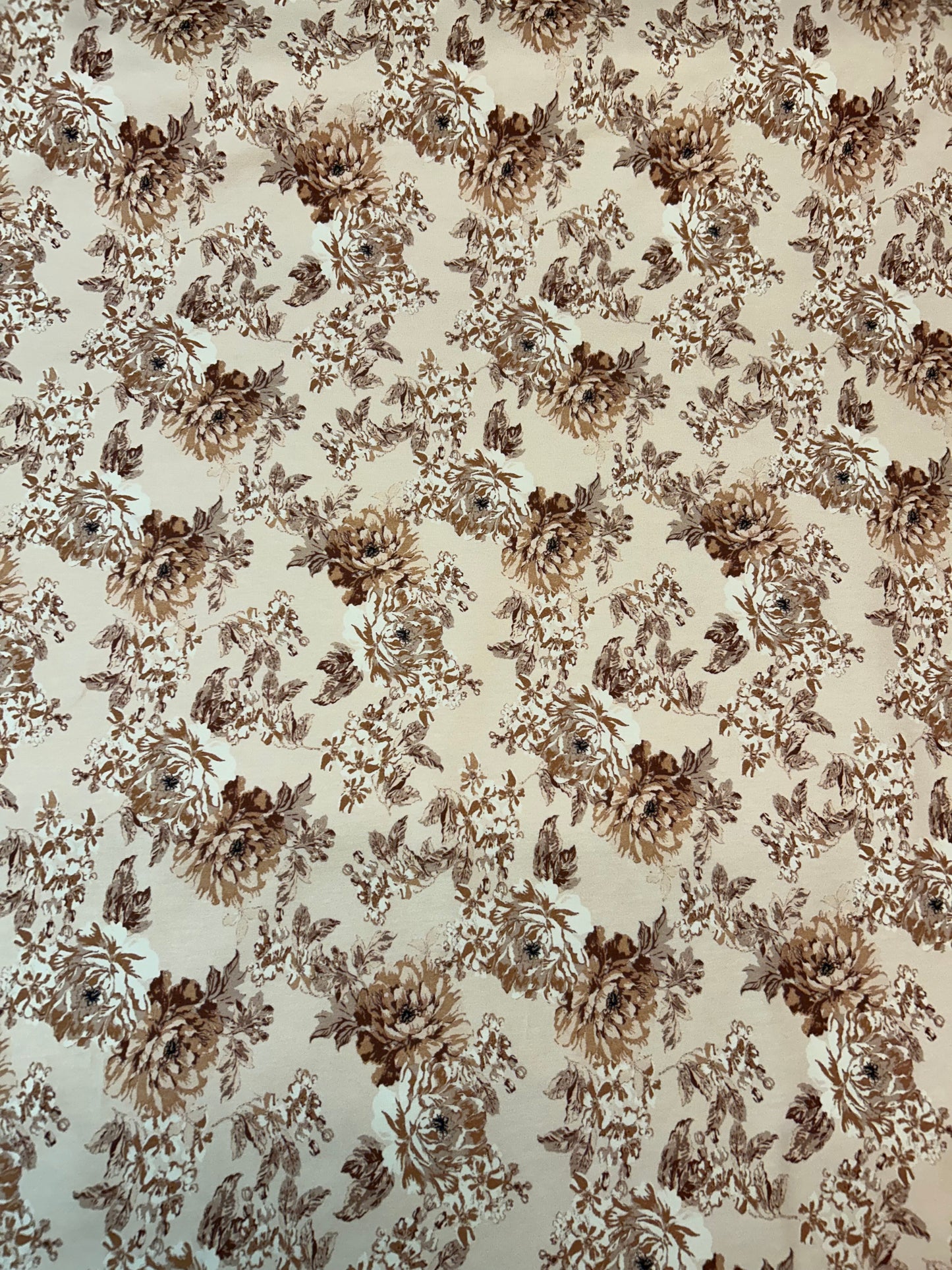 Blomster i beige og brune toner - Bomuldsjersey