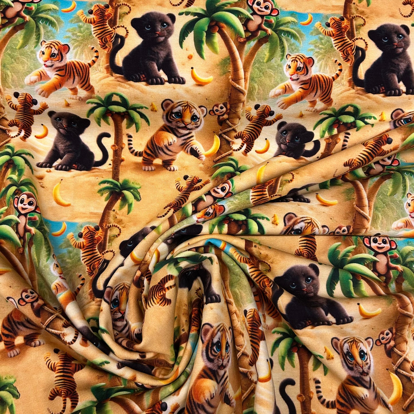 Søde jungle dyrebørn - Bomuldsjersey