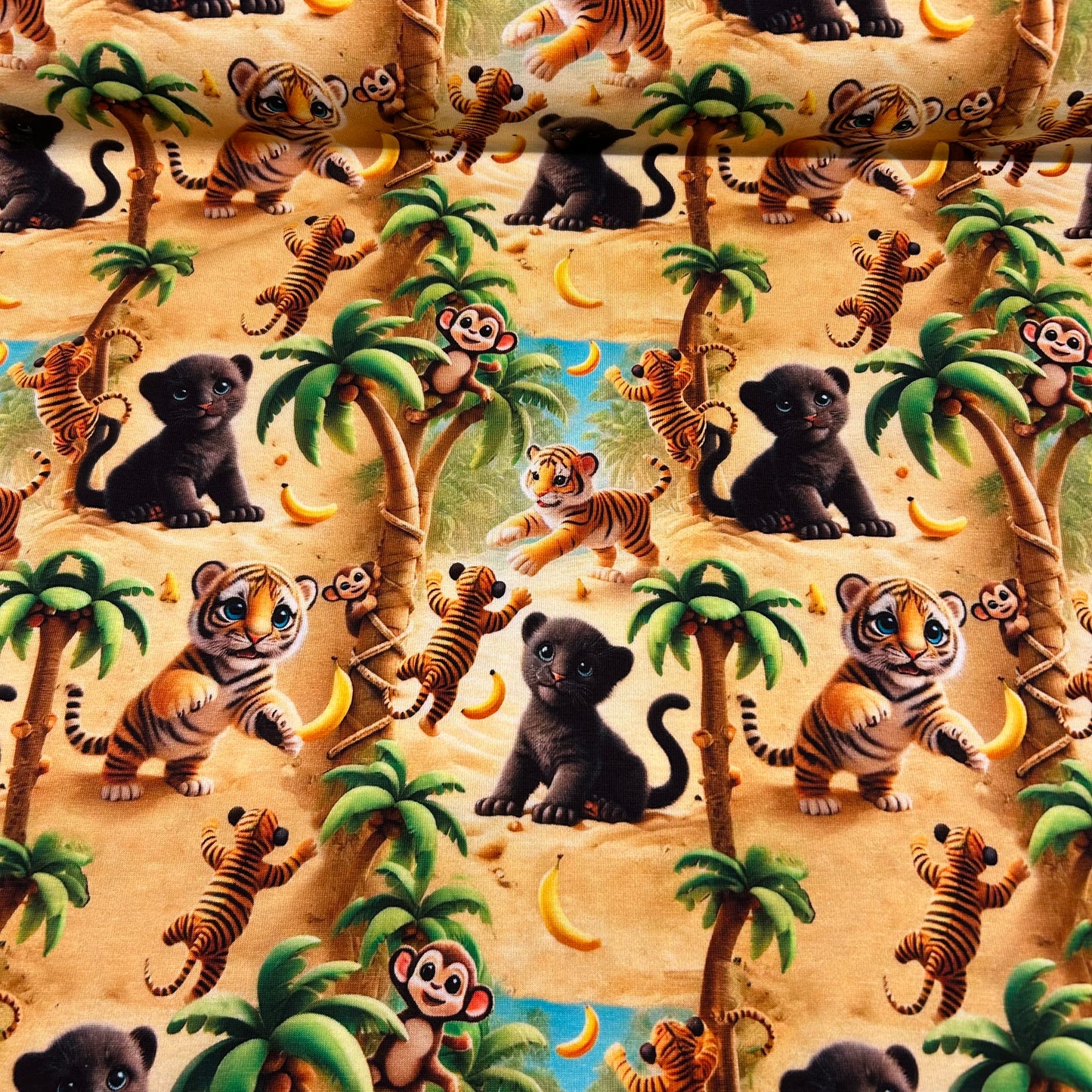 Søde jungle dyrebørn - Bomuldsjersey
