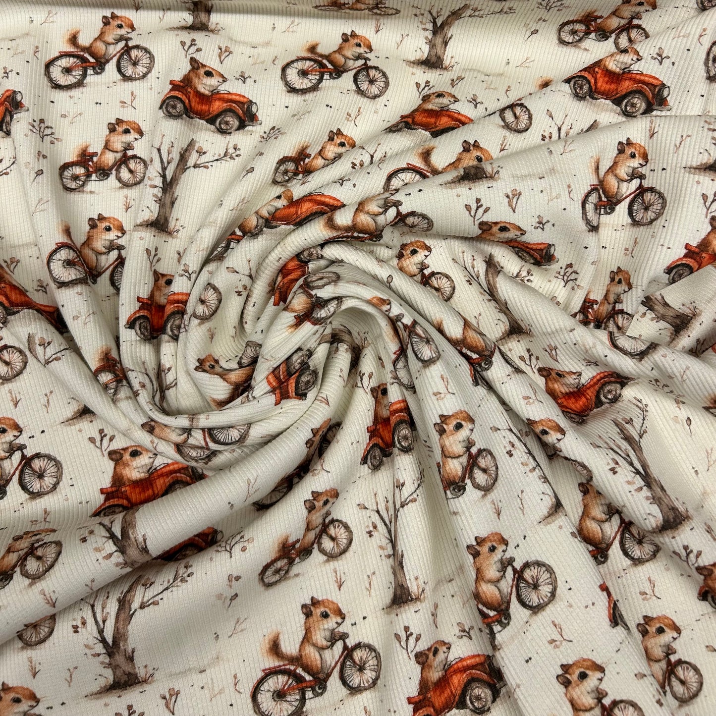 Små søde egern i bil og på cykel - Rib Jersey