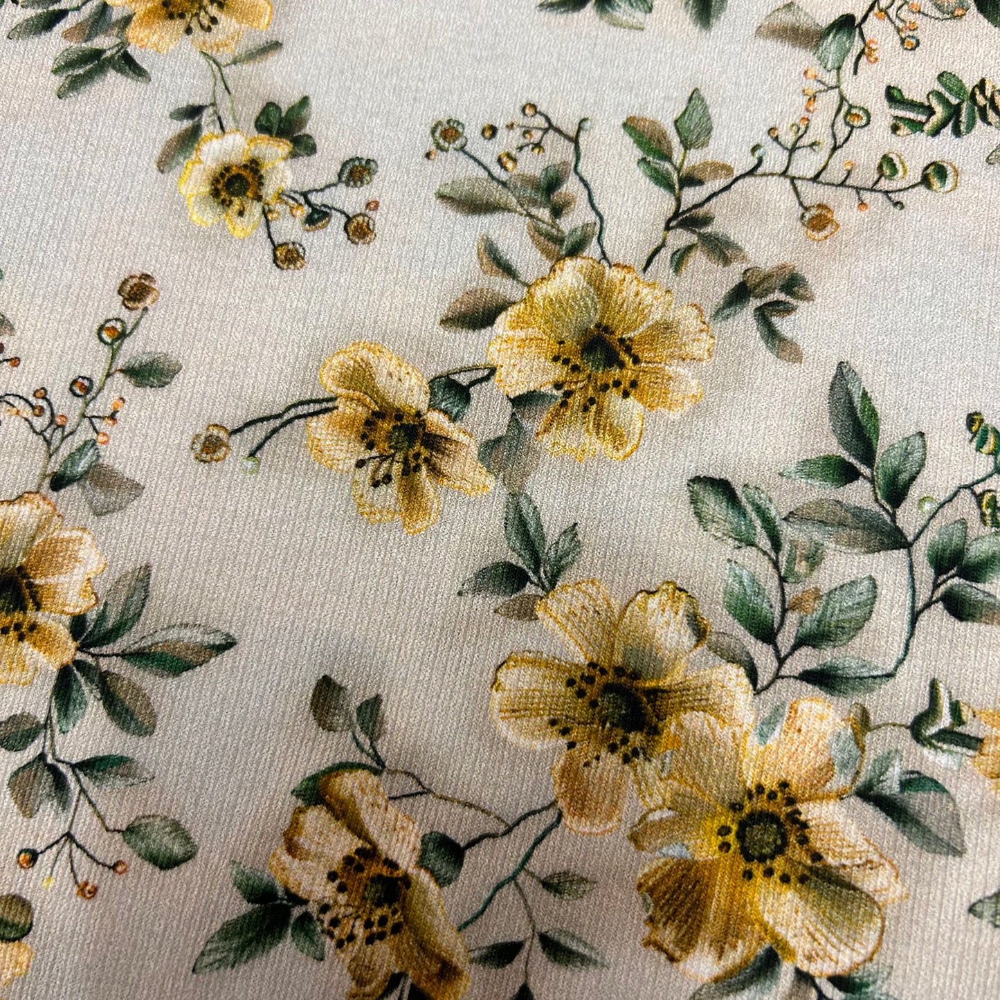Gule elegante blomster - Rib Jersey