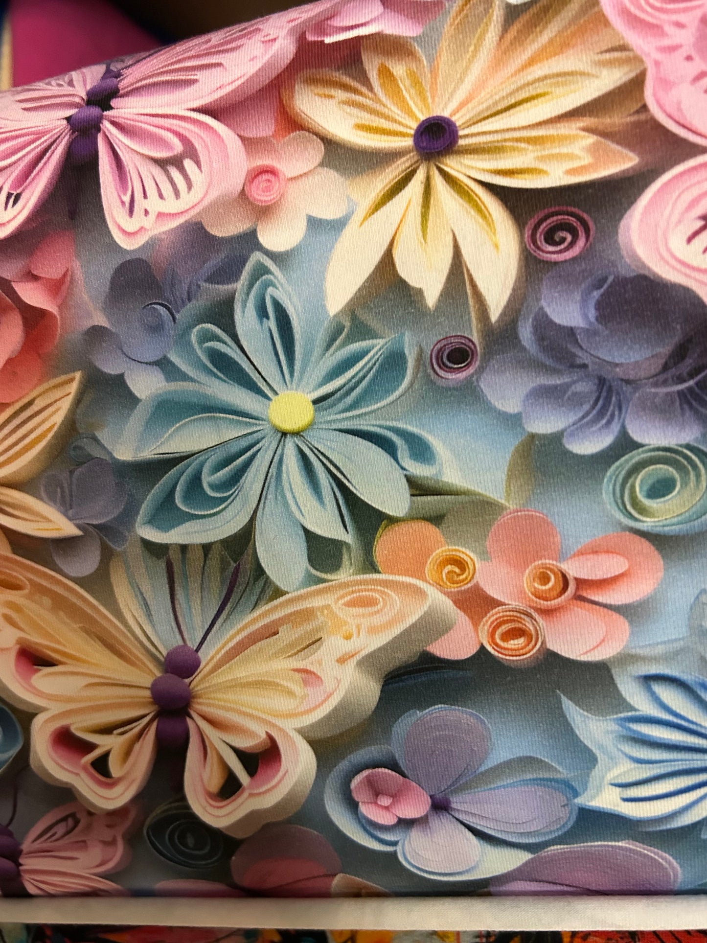 3D sommerfugle og blomster - Bomuldsjersey