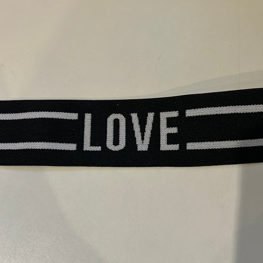 Sort LOVE elastik med hvid skift 40 mm