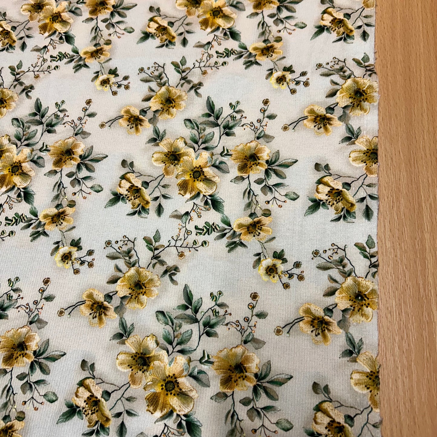 Gule elegante blomster - Rib Jersey