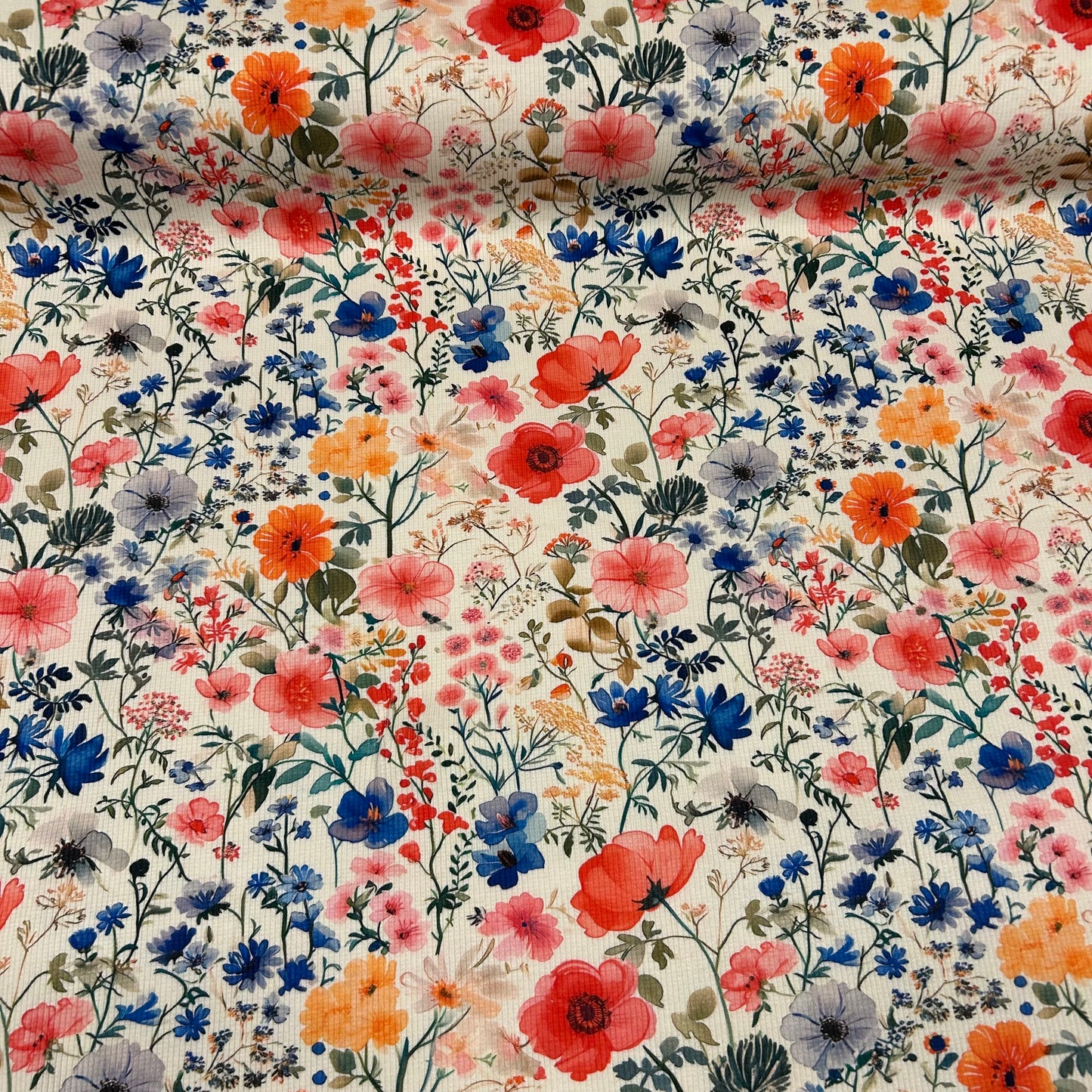 Forårsblomster - Rib Jersey