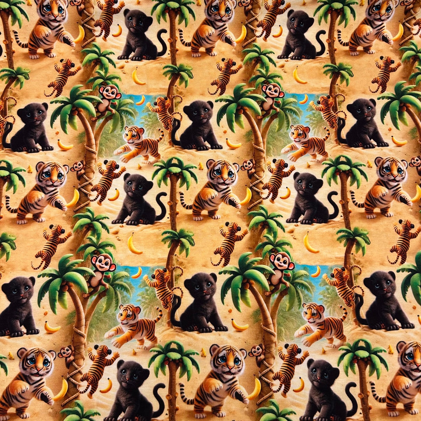 Søde jungle dyrebørn - Bomuldsjersey