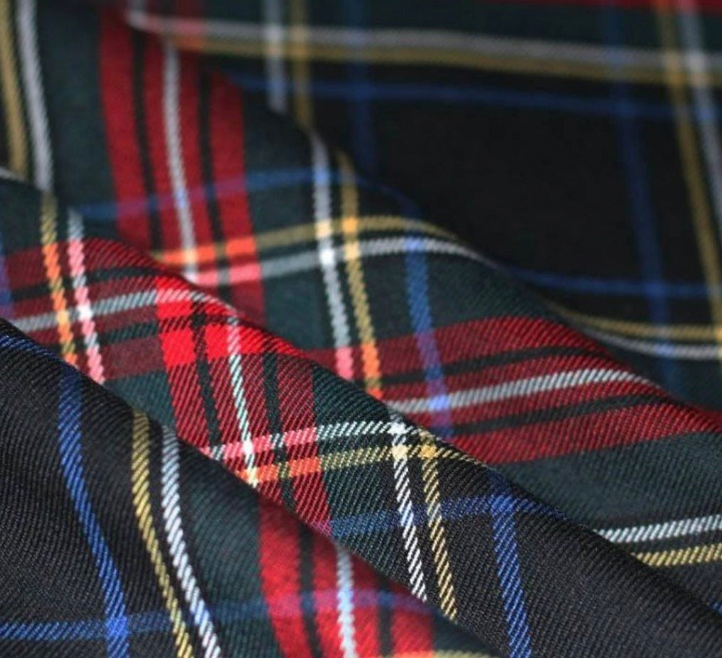 Skotskternet rødt sort stof - Tartan Stof