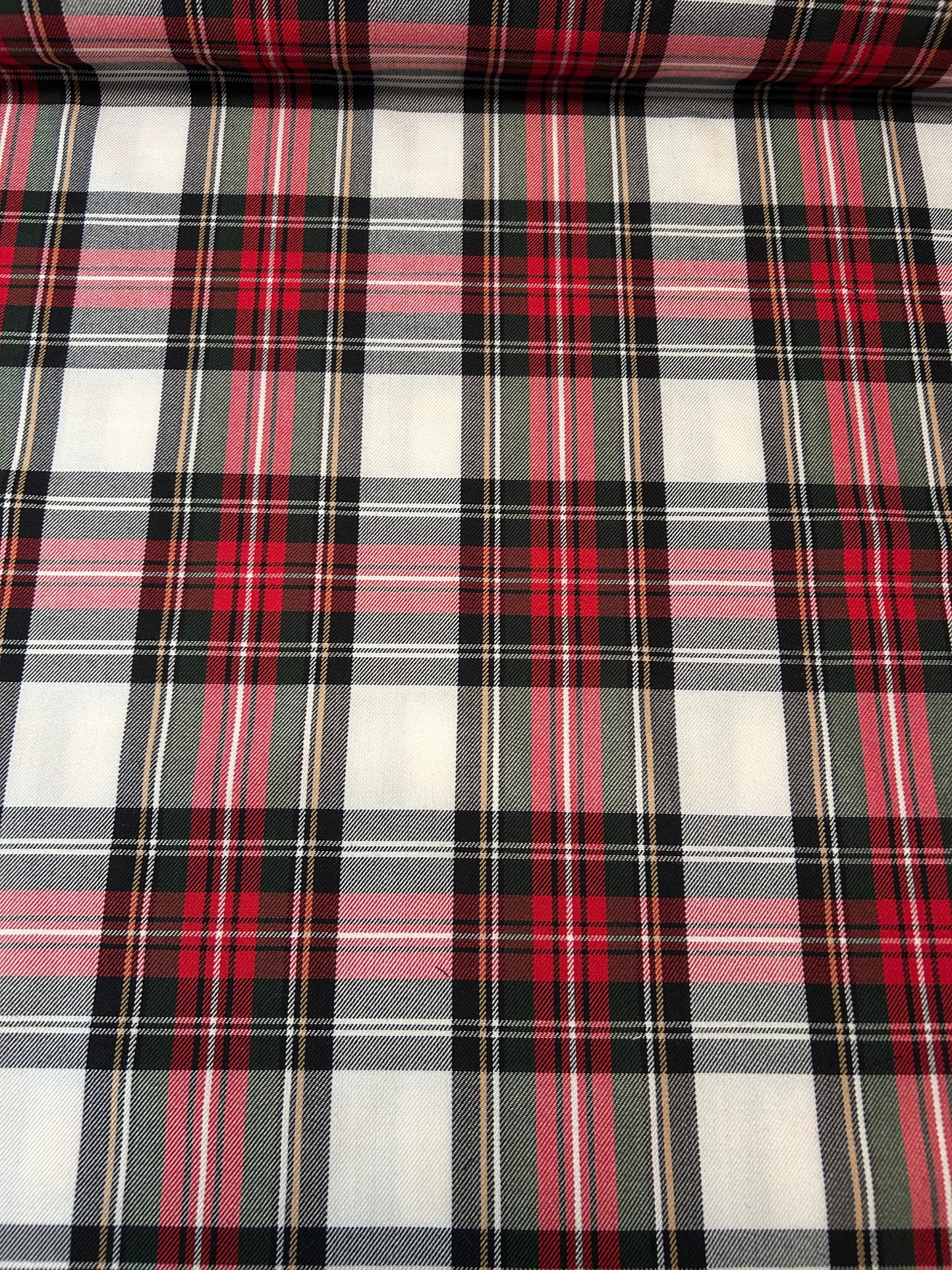 Skotskternet rødt hvid stof - Tartan Stof