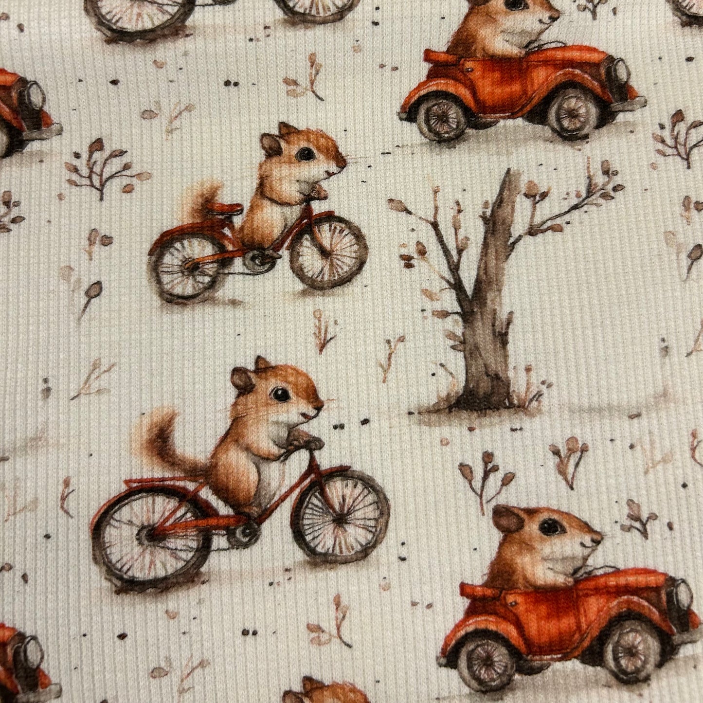 Små søde egern i bil og på cykel - Rib Jersey