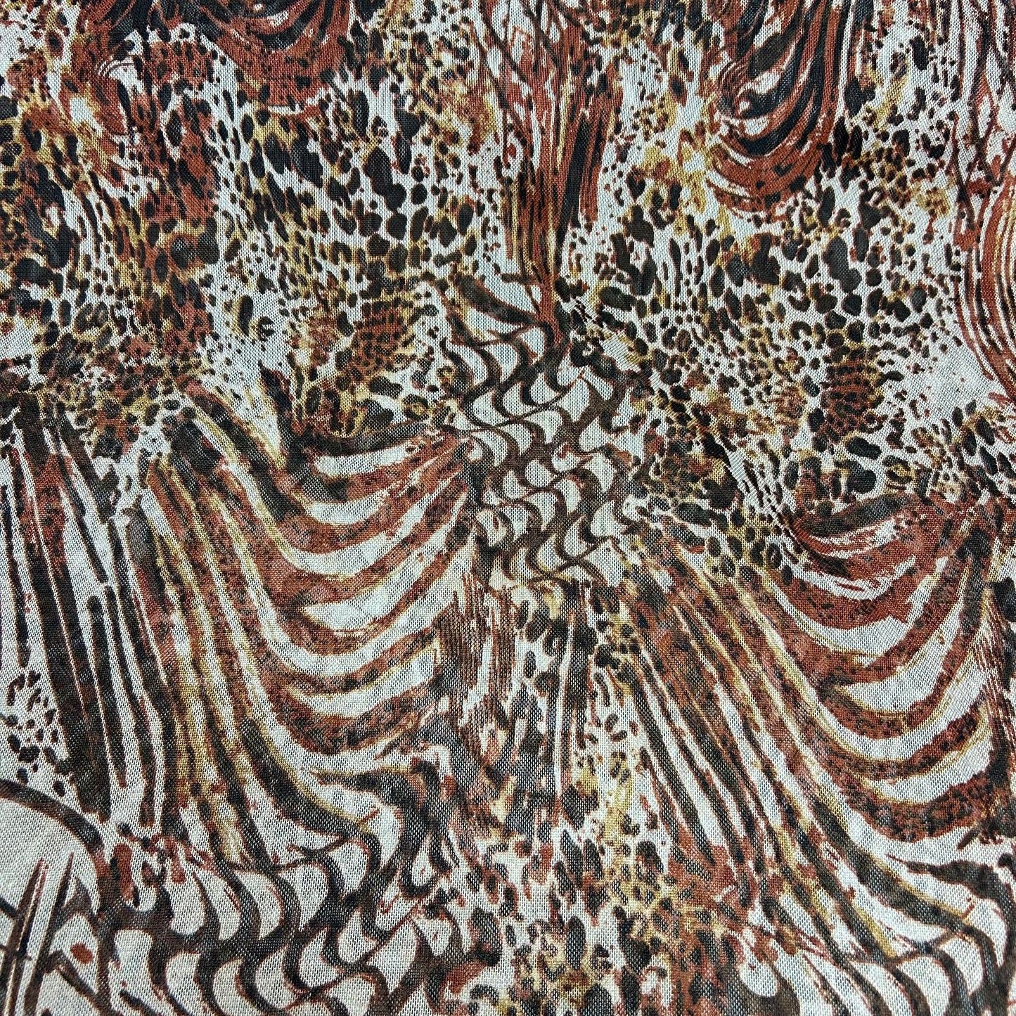 Mesh - Dyreprint i rødlig, brun og beige farver