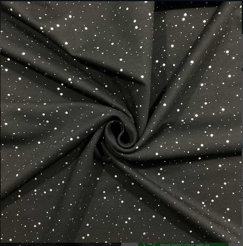 Sort med sølv prikker - French Terry