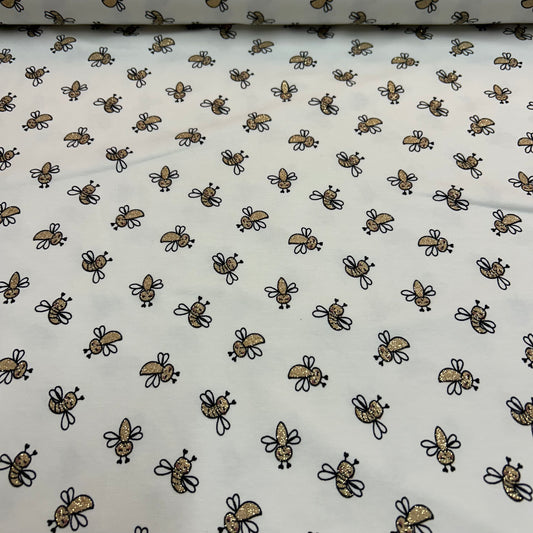 Små glitter bier - Bomuldsjersey