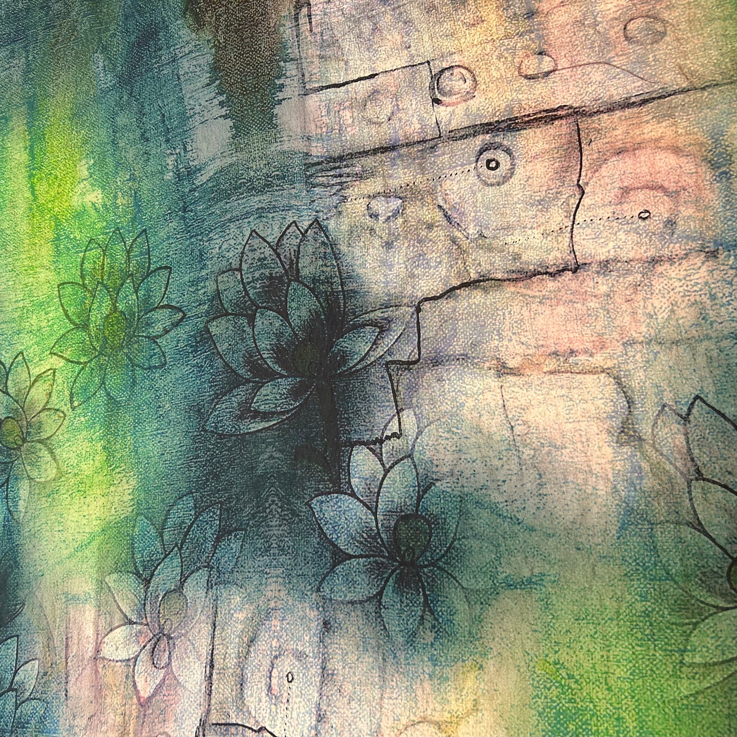 Blomster billede (panel lignede tryk)- Viskose