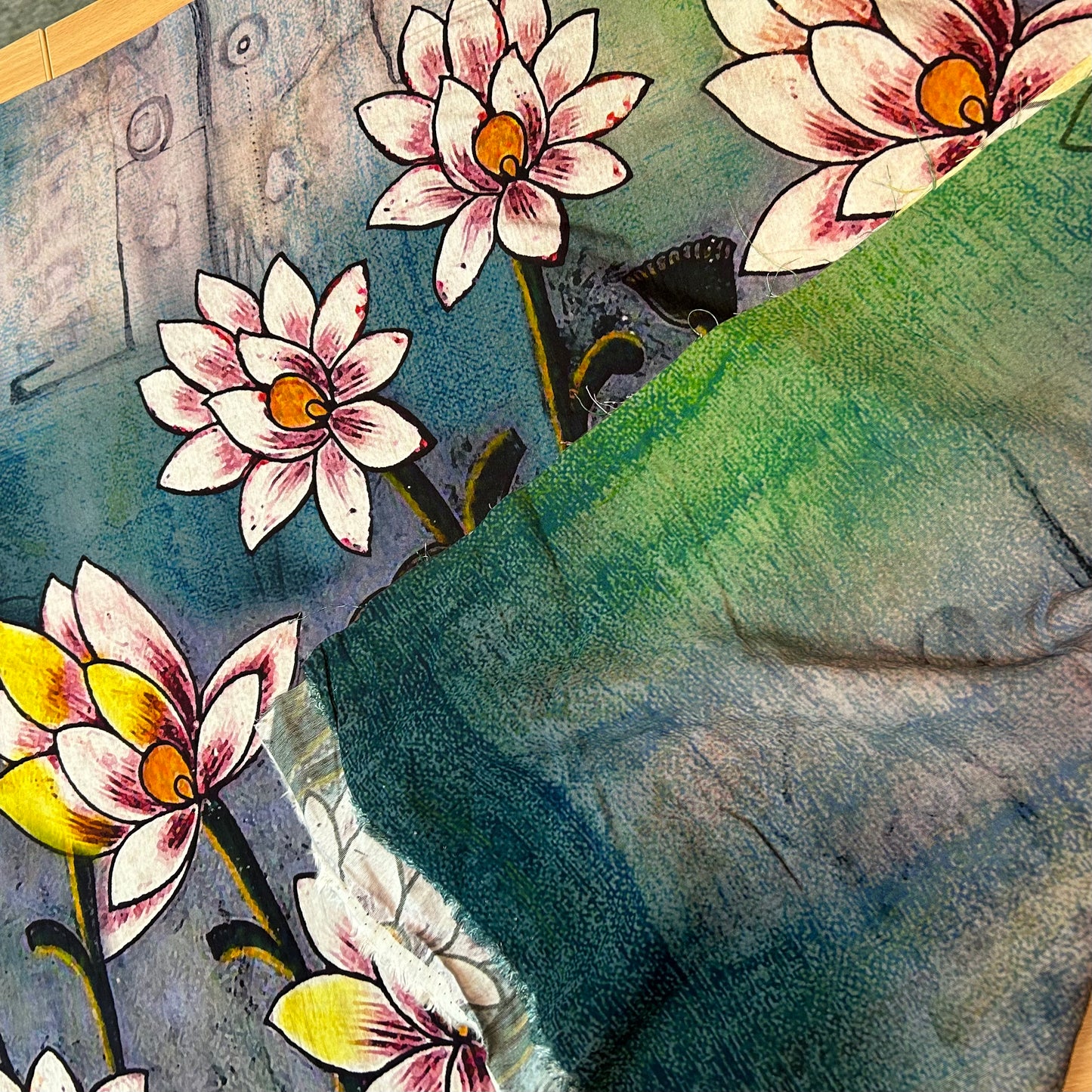 Blomster billede (panel lignede tryk)- Viskose