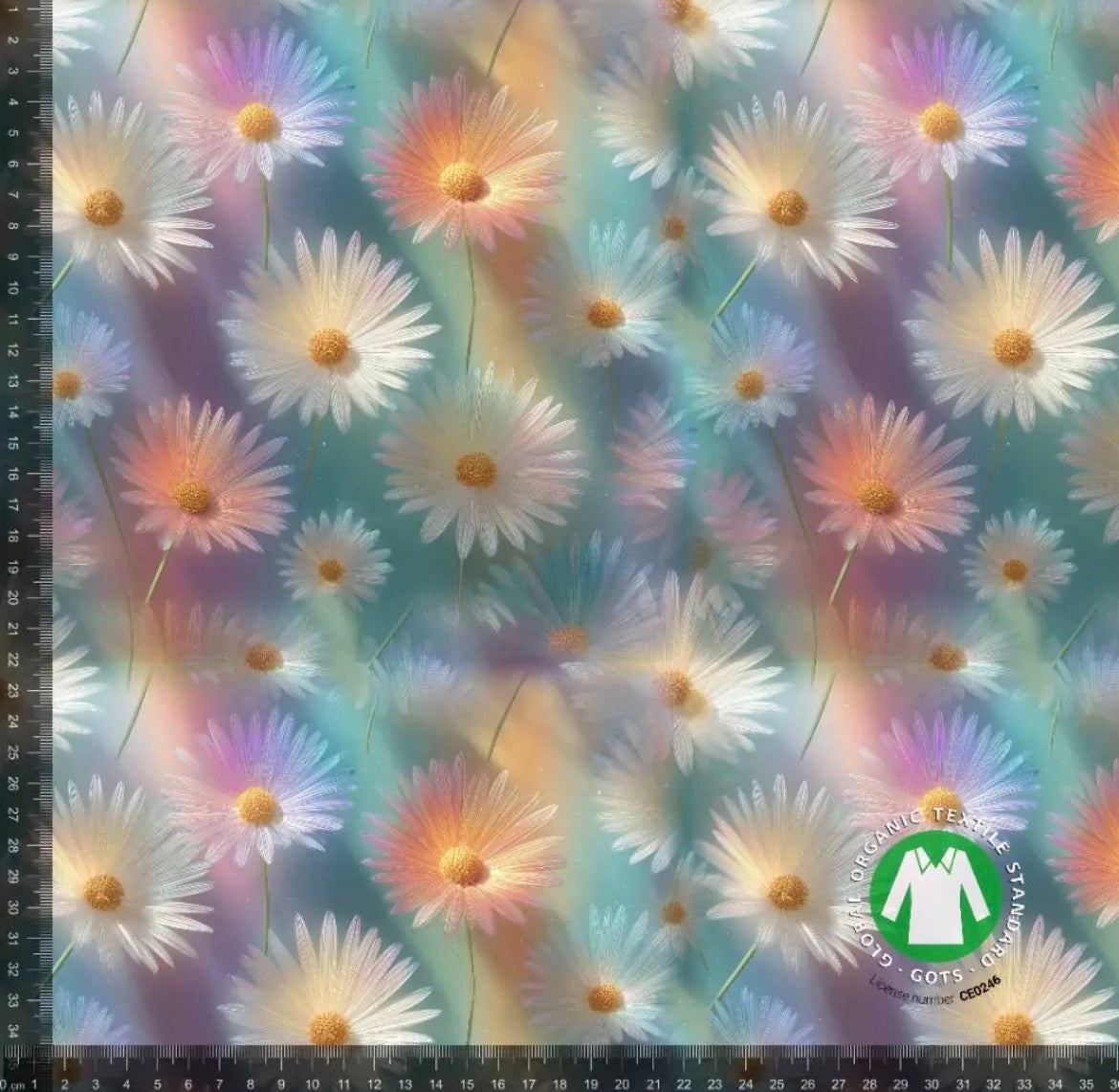 Margueritter i pastel - Bomuldsjersey