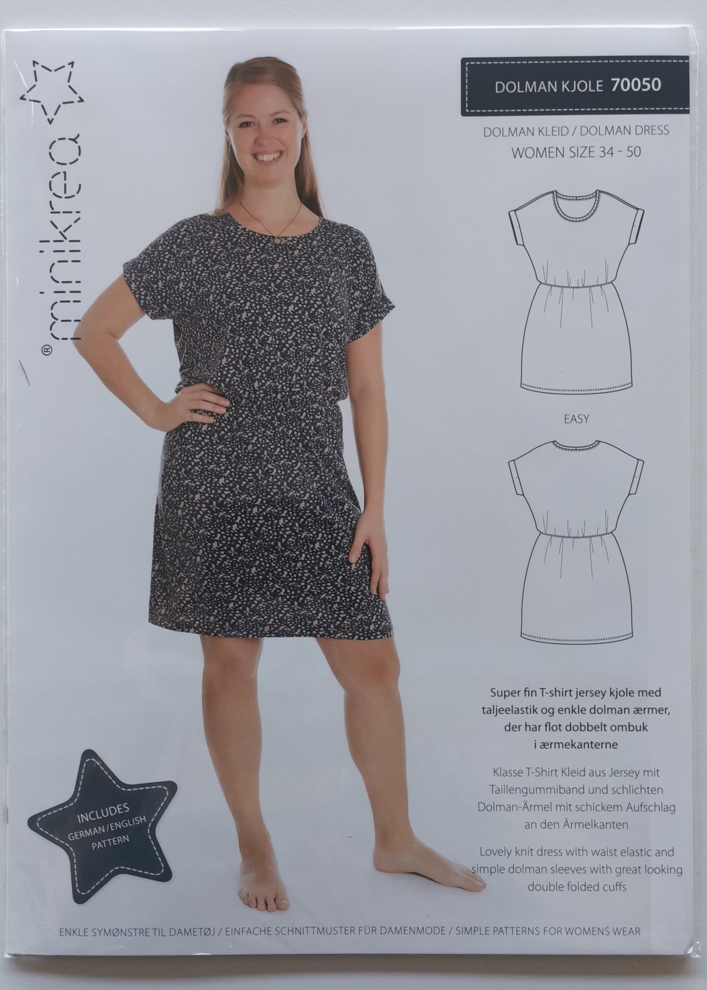 Minikrea Dolman kjole str. 34-50 70050