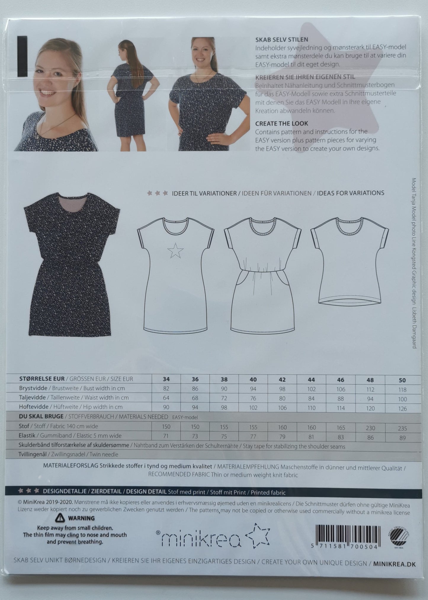 Minikrea Dolman kjole str. 34-50 70050