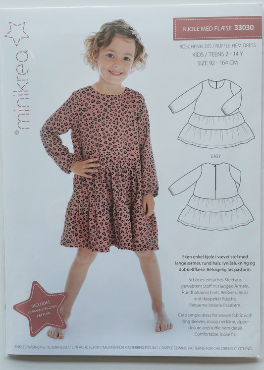 Minikrea Kjole med dobbelt flæse 2-14 år 33030