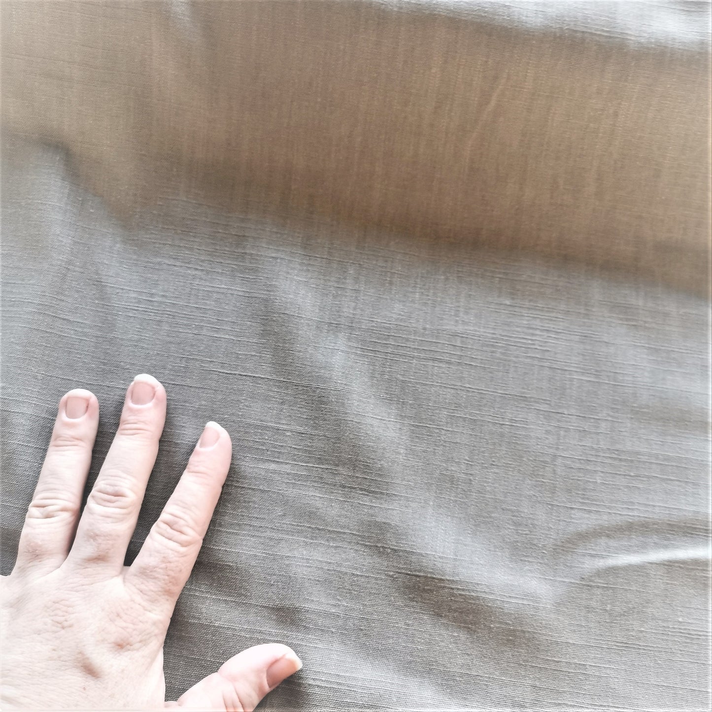 Mørk beige ensfarvet - Hør