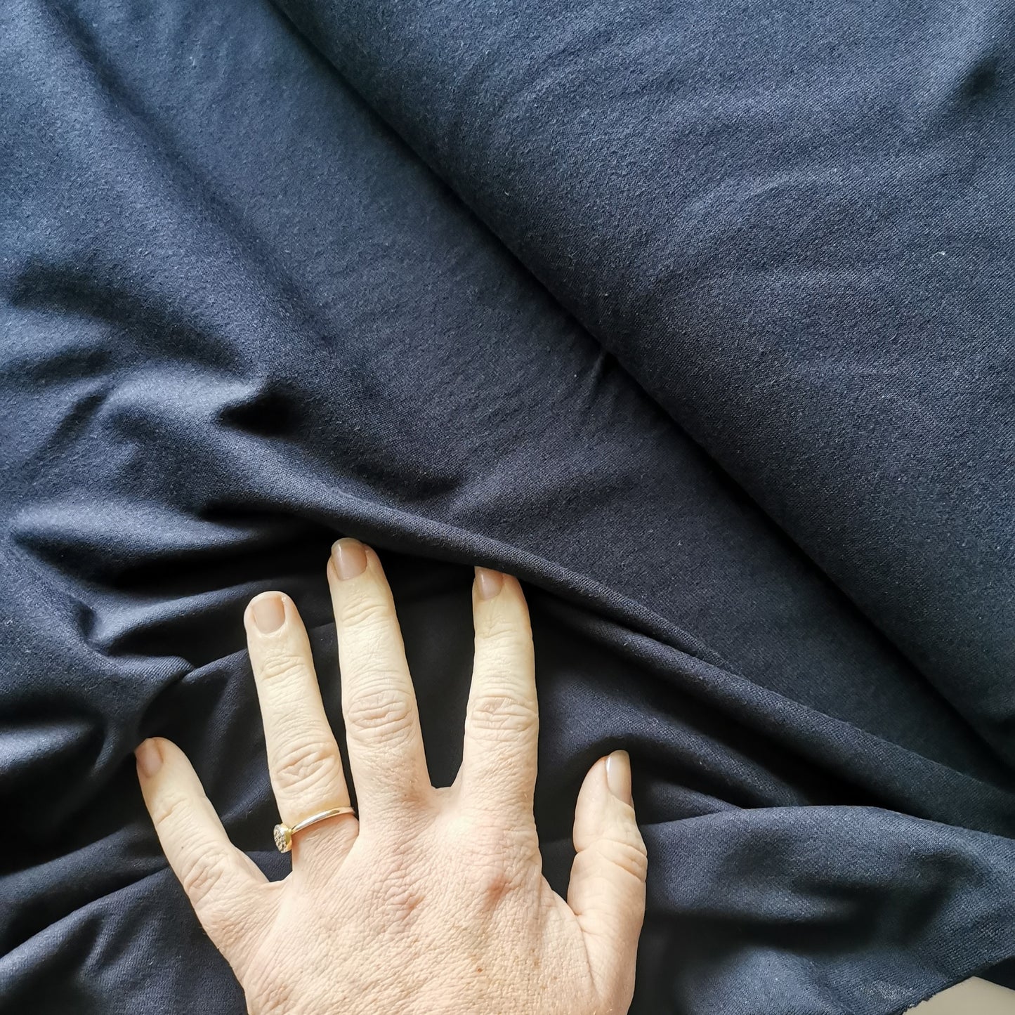 Navy blå (stræk på tværs) - 100% bomuld