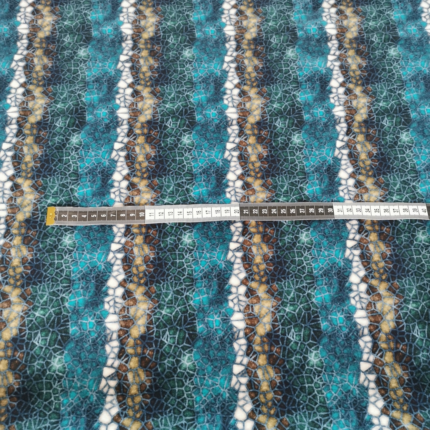 Mosaik i turkis og brune toner - Bomuldsjersey
