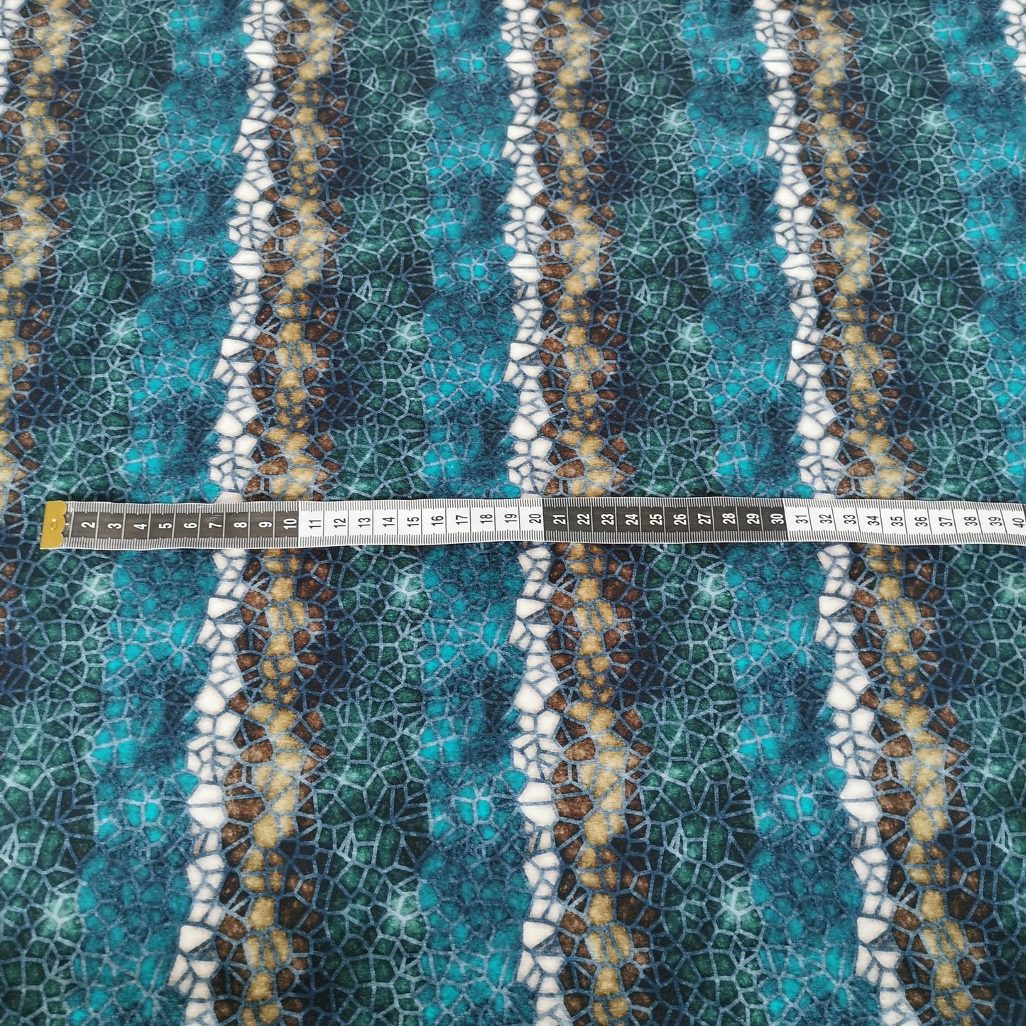 Mosaik i turkis og brune toner - Bomuldsjersey