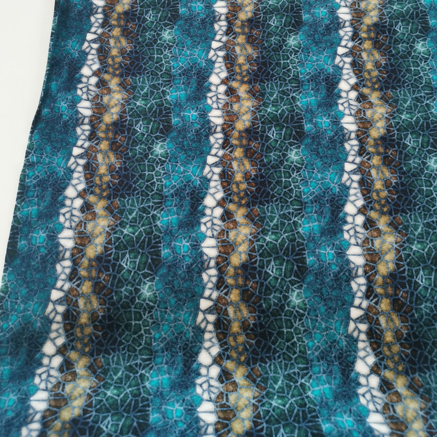 Mosaik i turkis og brune toner - Bomuldsjersey