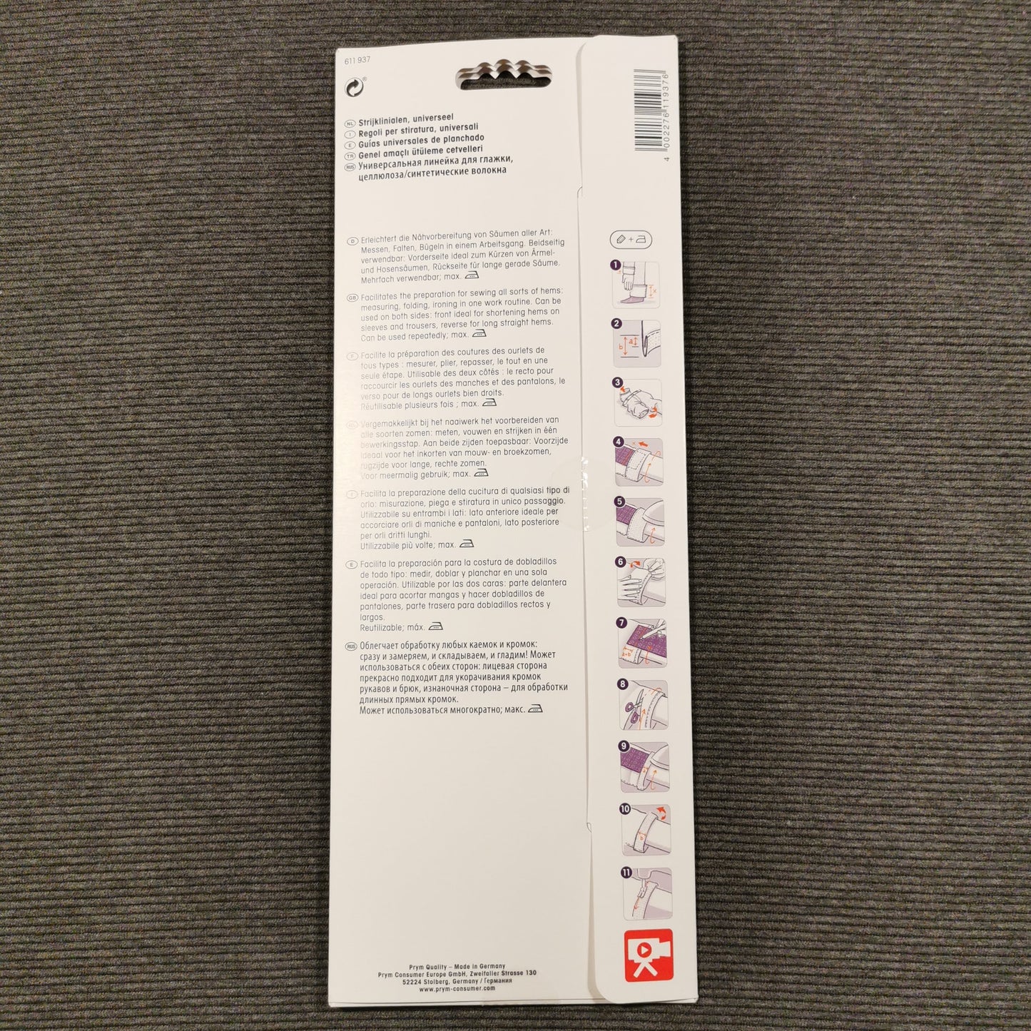Strygelinealer lilla - 2 stk. pr. pakke (15 cm x 5cm & 30 cm x 10 cm) fra Prym