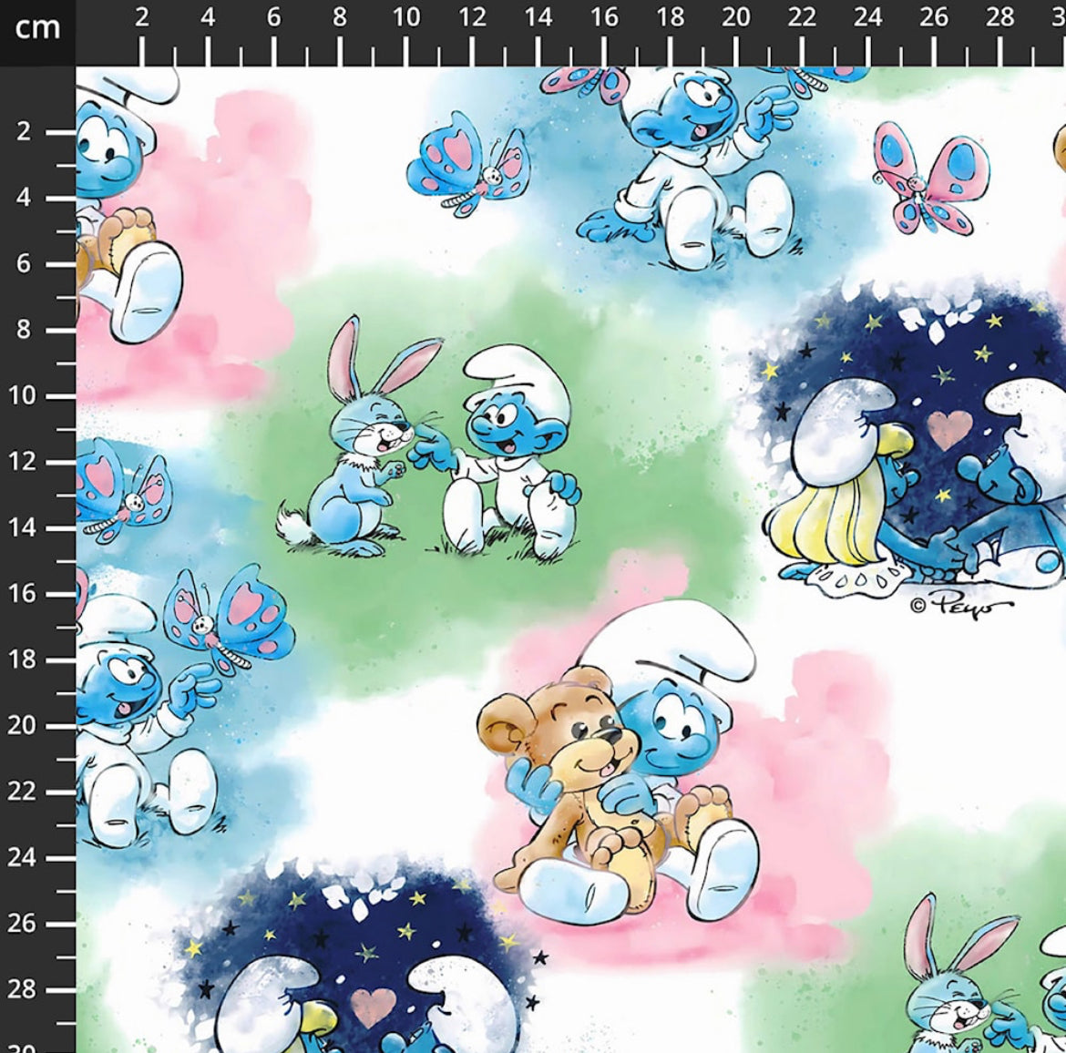 Smølferne - Bomuldsjersey (Licensprint)