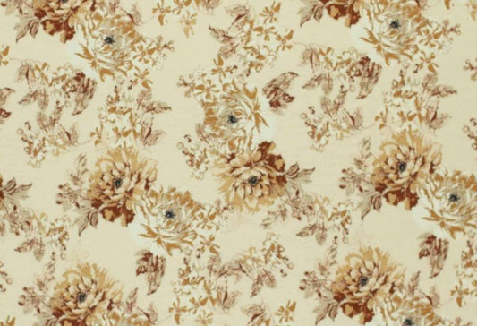 Blomster i beige og brune toner - Bomuldsjersey