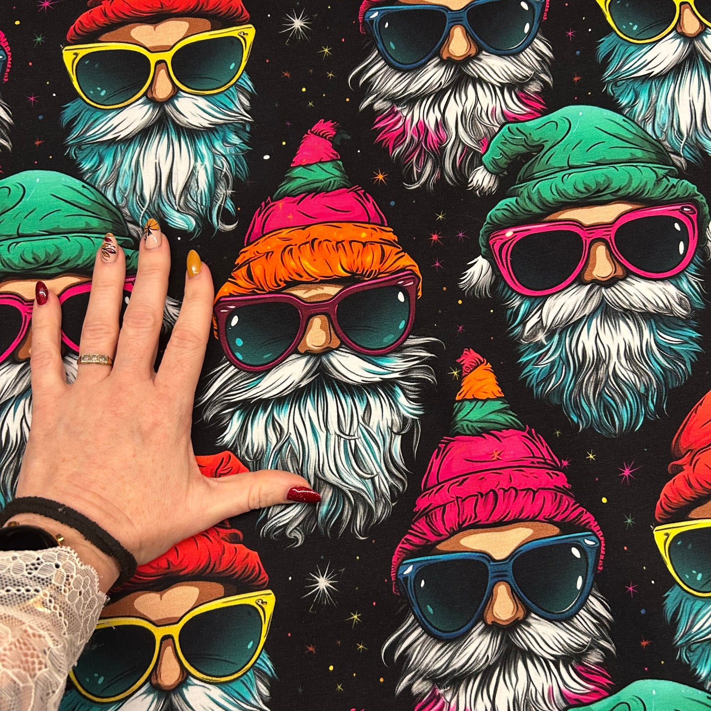 Farverige julemænd - Bomuldsjersey