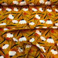 Orange baggrund med hvide blomster - Viskose