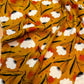 Orange baggrund med hvide blomster - Viskose