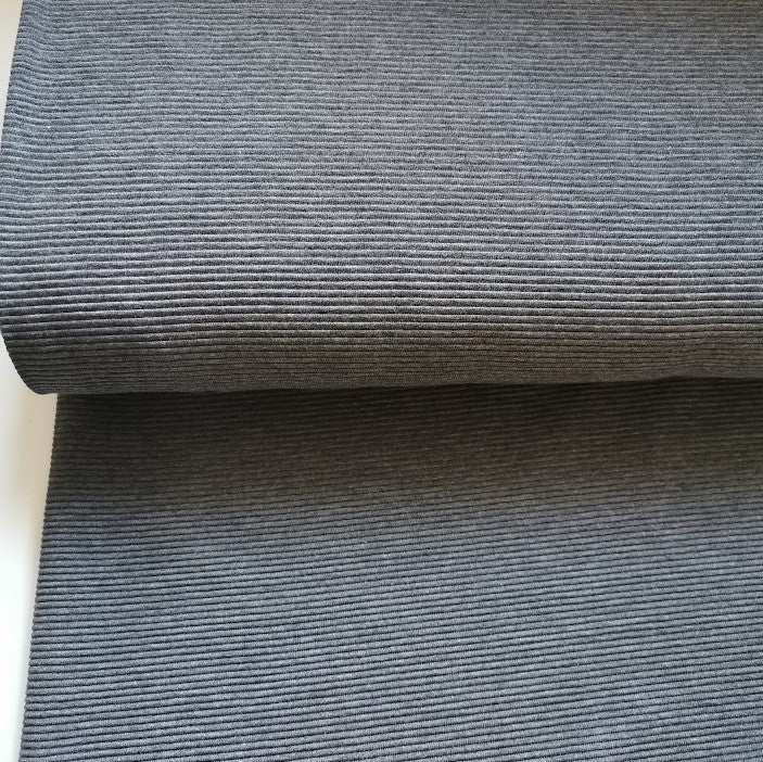 Mørkegrå melange - Ottoman Rib Jerseystof